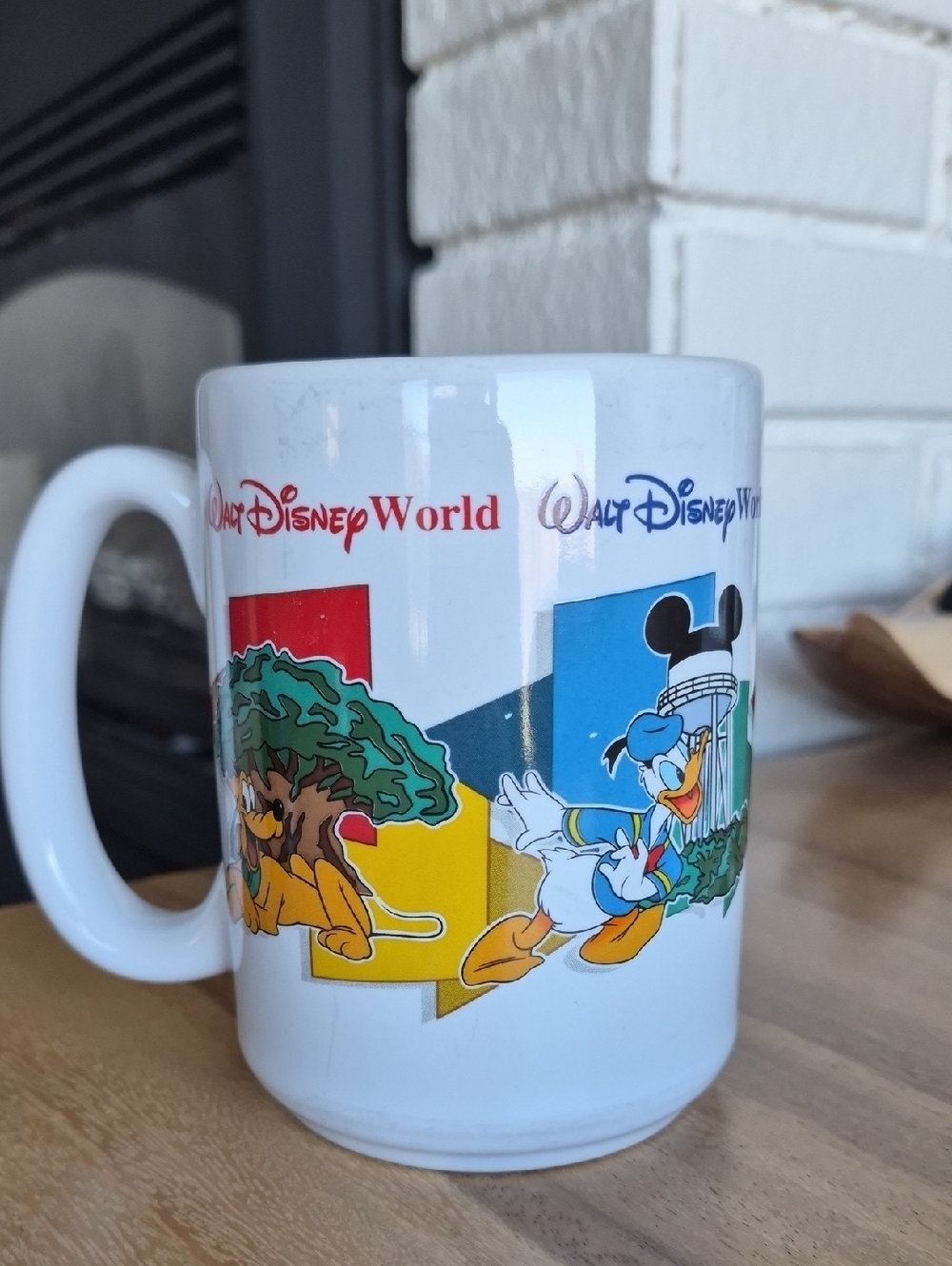 Disney White Mickey & Donald World Graphic Ceramic Mug